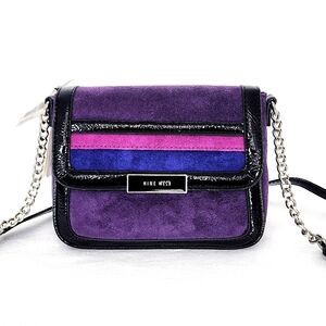NWT Nine West Her Majesty Purple and Black Crossbody Bag Suede 5"×7"